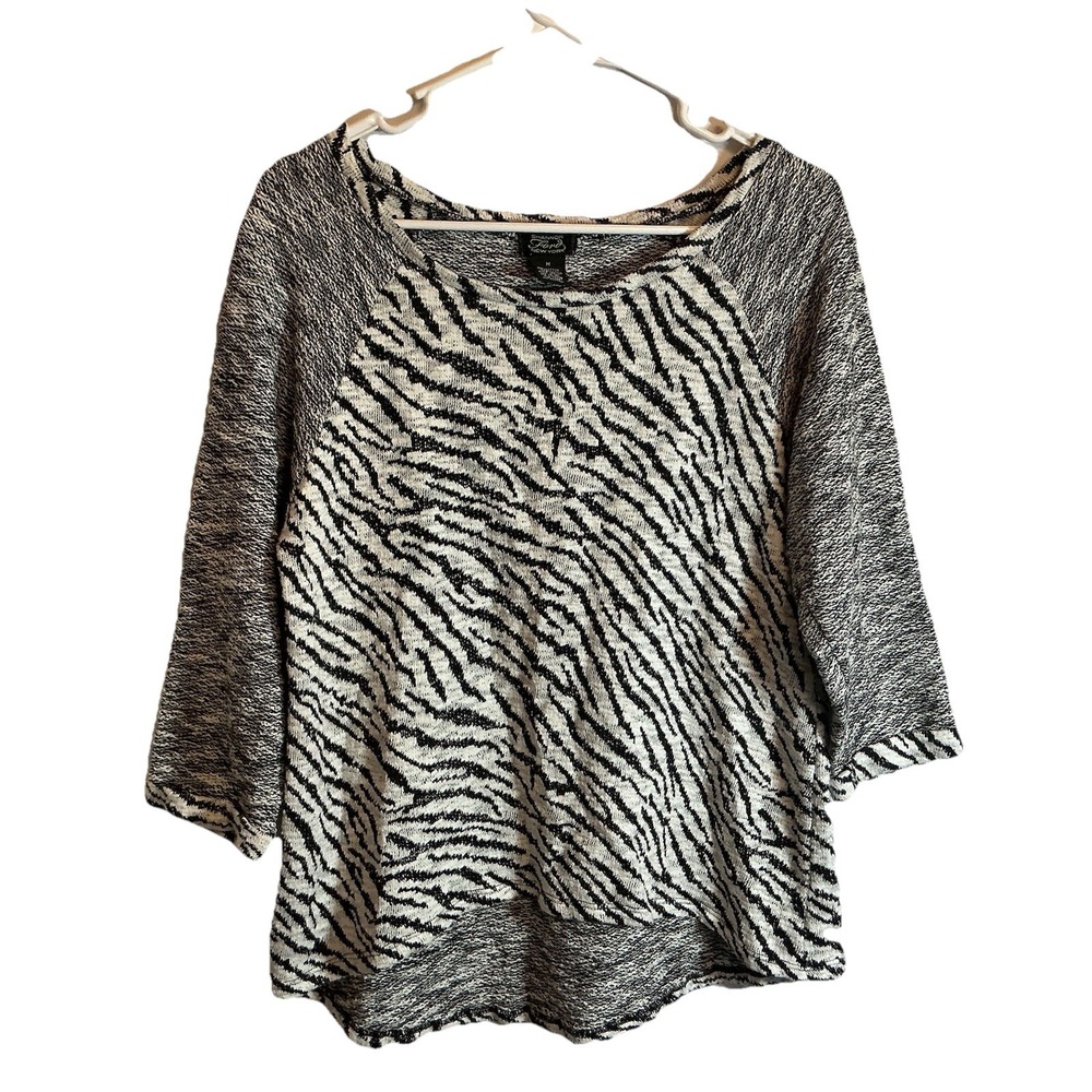 Shannon Ford New York - Zebra Print Cotton Pullover Long Sleeve Sweater - Size M
